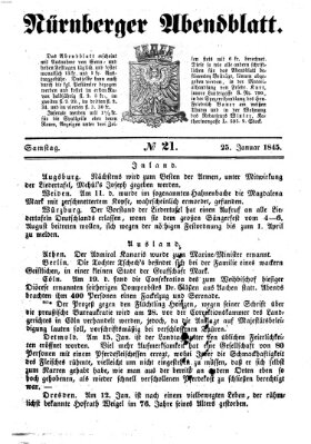 Nürnberger Abendblatt Samstag 25. Januar 1845