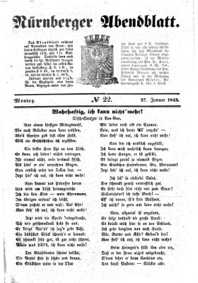 Nürnberger Abendblatt Montag 27. Januar 1845