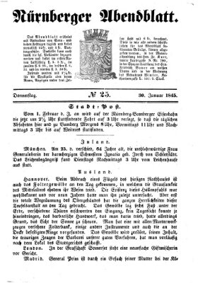 Nürnberger Abendblatt Donnerstag 30. Januar 1845