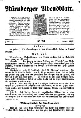 Nürnberger Abendblatt Freitag 31. Januar 1845