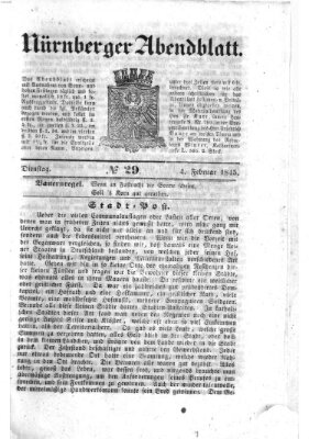 Nürnberger Abendblatt Dienstag 4. Februar 1845