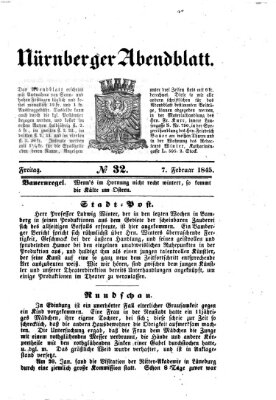 Nürnberger Abendblatt Freitag 7. Februar 1845