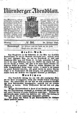 Nürnberger Abendblatt Montag 10. Februar 1845