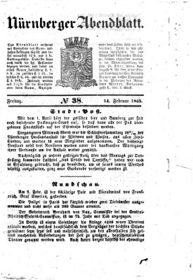 Nürnberger Abendblatt Freitag 14. Februar 1845