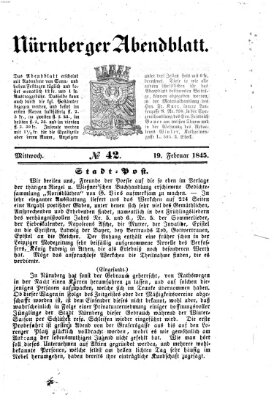 Nürnberger Abendblatt Mittwoch 19. Februar 1845