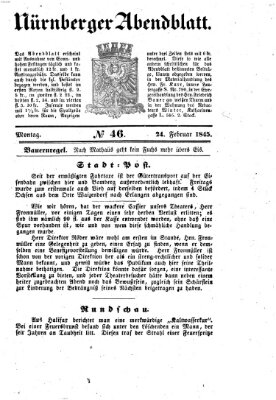 Nürnberger Abendblatt Montag 24. Februar 1845