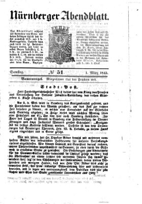 Nürnberger Abendblatt Samstag 1. März 1845