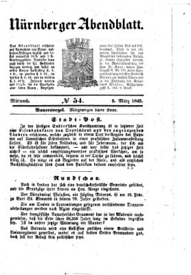 Nürnberger Abendblatt Mittwoch 5. März 1845