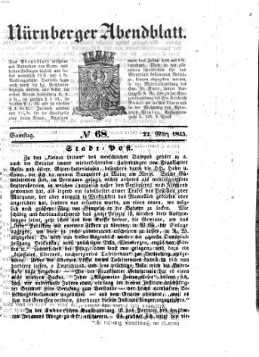 Nürnberger Abendblatt Samstag 22. März 1845