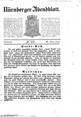 Nürnberger Abendblatt Mittwoch 26. März 1845