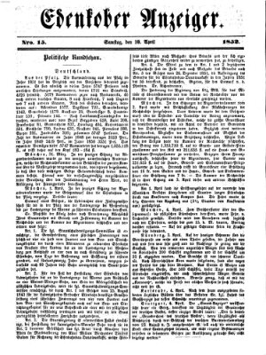 Edenkober Anzeiger Samstag 10. April 1852