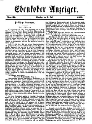 Edenkober Anzeiger Samstag 31. Juli 1852