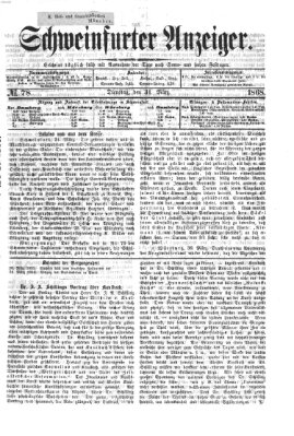 Schweinfurter Anzeiger Dienstag 31. März 1868