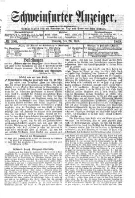 Schweinfurter Anzeiger Sonntag 26. April 1868