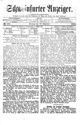 Schweinfurter Anzeiger Sonntag 13. September 1868