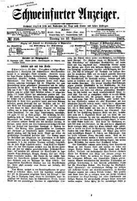 Schweinfurter Anzeiger Dienstag 22. September 1868