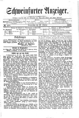 Schweinfurter Anzeiger Donnerstag 29. Oktober 1868