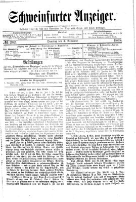 Schweinfurter Anzeiger Dienstag 3. November 1868