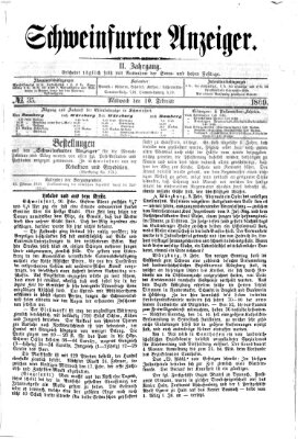 Schweinfurter Anzeiger Mittwoch 10. Februar 1869