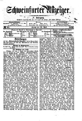 Schweinfurter Anzeiger Freitag 23. April 1869