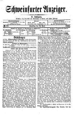 Schweinfurter Anzeiger Samstag 24. April 1869