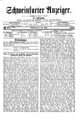 Schweinfurter Anzeiger Mittwoch 28. April 1869