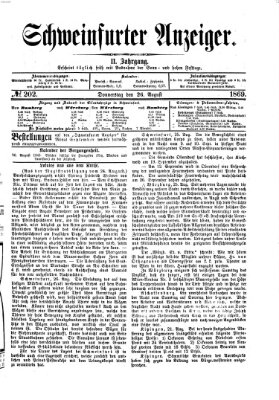 Schweinfurter Anzeiger Donnerstag 26. August 1869