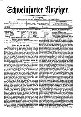 Schweinfurter Anzeiger Samstag 11. September 1869