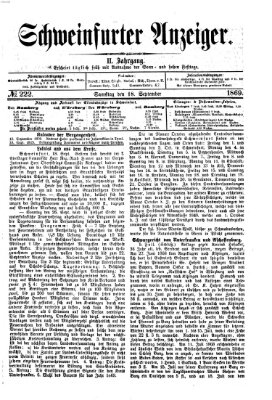 Schweinfurter Anzeiger Samstag 18. September 1869