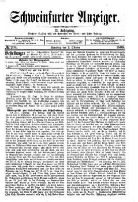 Schweinfurter Anzeiger Samstag 2. Oktober 1869
