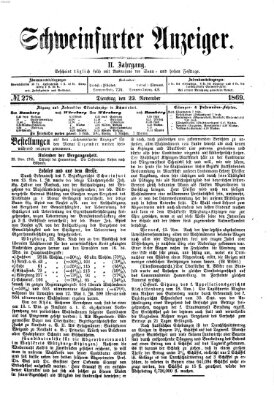 Schweinfurter Anzeiger Dienstag 23. November 1869