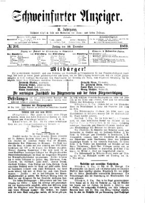 Schweinfurter Anzeiger Freitag 10. Dezember 1869