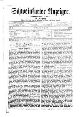 Schweinfurter Anzeiger Montag 3. Januar 1870