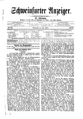 Schweinfurter Anzeiger Mittwoch 20. April 1870