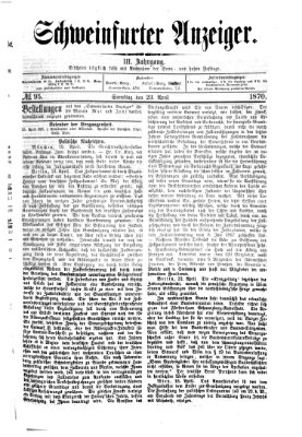 Schweinfurter Anzeiger Samstag 23. April 1870