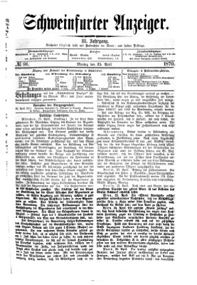 Schweinfurter Anzeiger Montag 25. April 1870