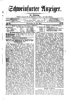 Schweinfurter Anzeiger Donnerstag 28. April 1870