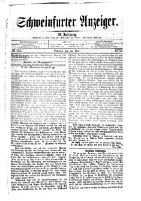 Schweinfurter Anzeiger Mittwoch 25. Mai 1870