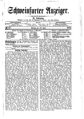 Schweinfurter Anzeiger Montag 13. Juni 1870
