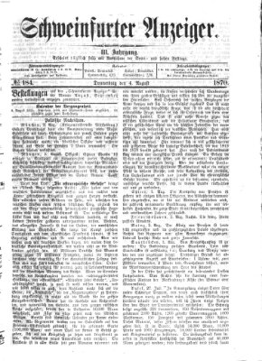 Schweinfurter Anzeiger Donnerstag 4. August 1870