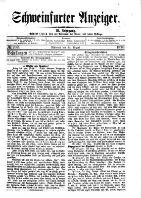 Schweinfurter Anzeiger Mittwoch 24. August 1870