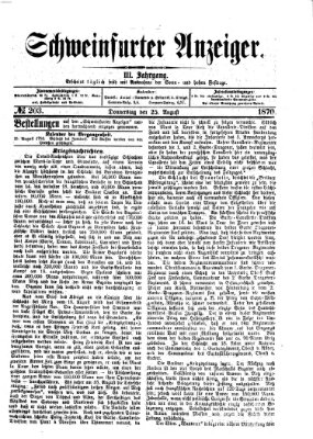 Schweinfurter Anzeiger Donnerstag 25. August 1870