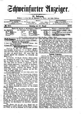 Schweinfurter Anzeiger Samstag 27. August 1870