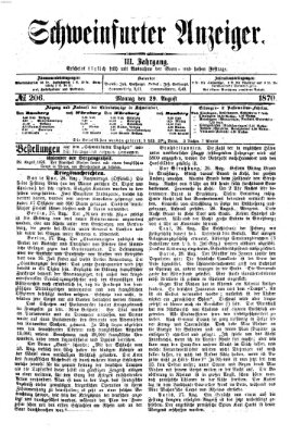 Schweinfurter Anzeiger Montag 29. August 1870