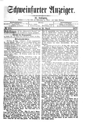 Schweinfurter Anzeiger Mittwoch 31. August 1870