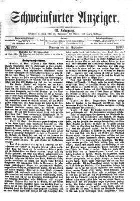 Schweinfurter Anzeiger Mittwoch 14. September 1870