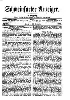 Schweinfurter Anzeiger Freitag 23. September 1870