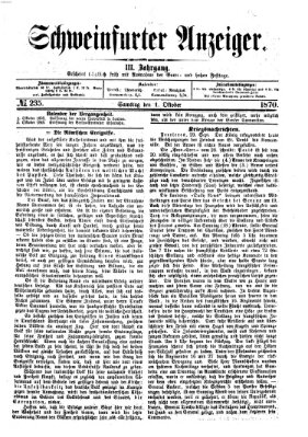 Schweinfurter Anzeiger Samstag 1. Oktober 1870