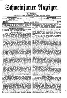 Schweinfurter Anzeiger Samstag 22. Oktober 1870