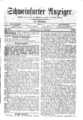 Schweinfurter Anzeiger Samstag 19. November 1870